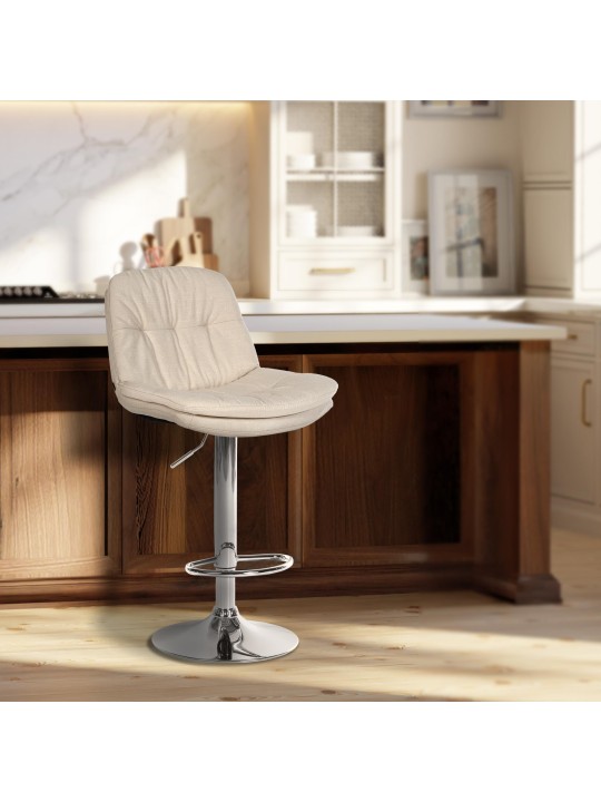 Scaun de bar Tesatura Laurel crom, crem
