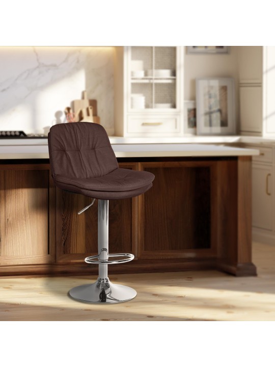 Scaun de bar Tesatura Laurel crom, maro Scaun de bar Tesatura Laurel crom, maro
