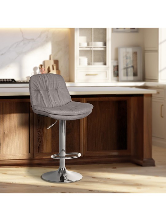 Scaun de bar Tesatura Laurel crom, gri