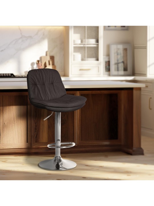 Scaun de bar Tesatura Laurel crom, gri închis