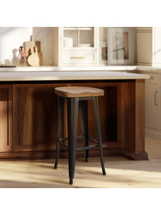 Set 2 scaune de bar Clara, negru