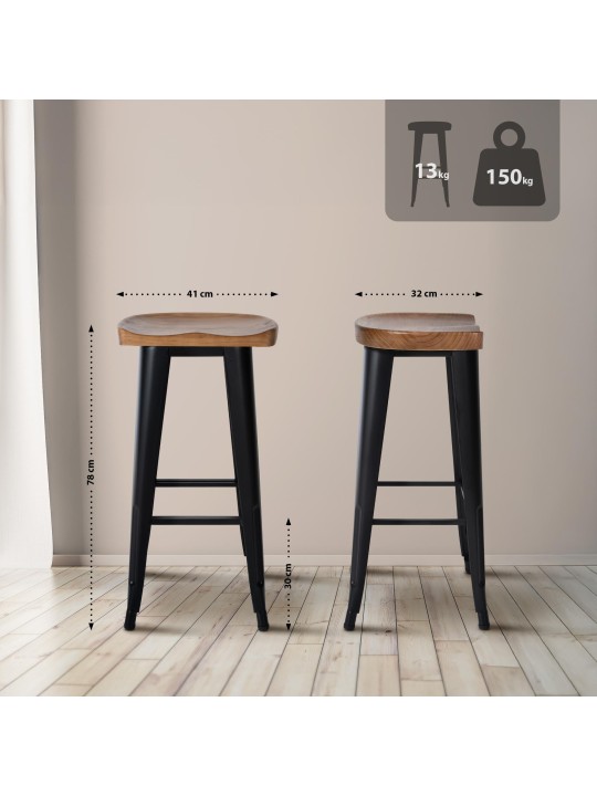 Set 2 scaune de bar Clara, negru