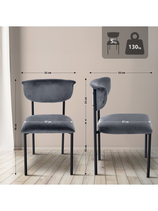 Scaun vizitator Gambell catifea, gri închis