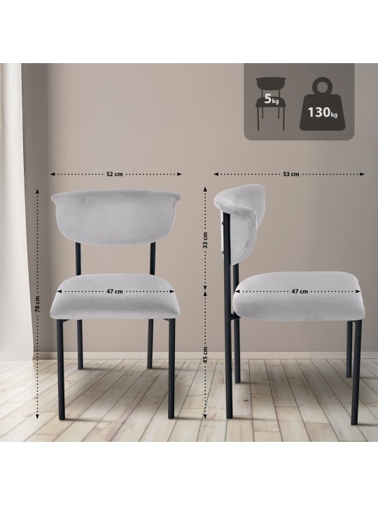 Scaun vizitator Gambell catifea, gri