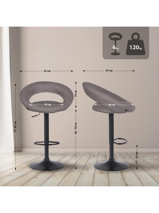 Scaun de bar Olinda stofa, gri