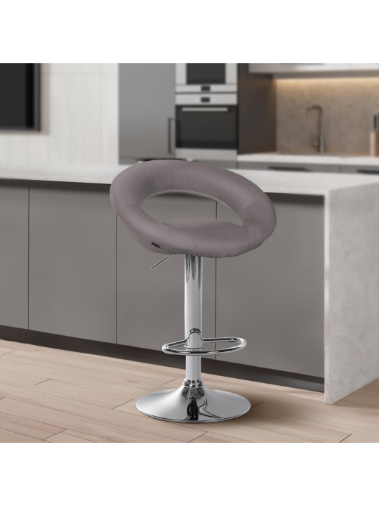 Scaun de bar Olinda stofa crom, gri