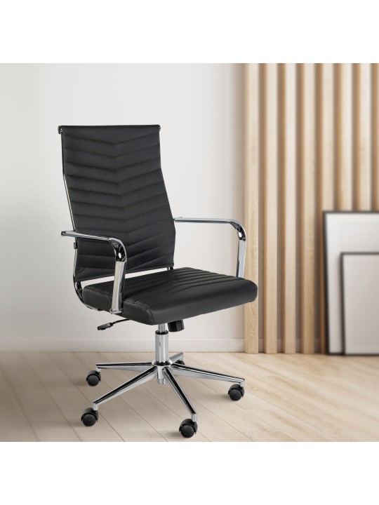 Scaun de birou Canby imitatie piele, negru