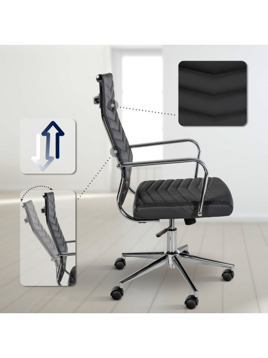 Scaun de birou Canby imitatie piele, negru