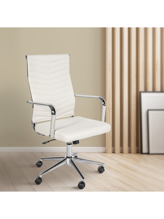 Scaun de birou Canby imitatie piele, alb