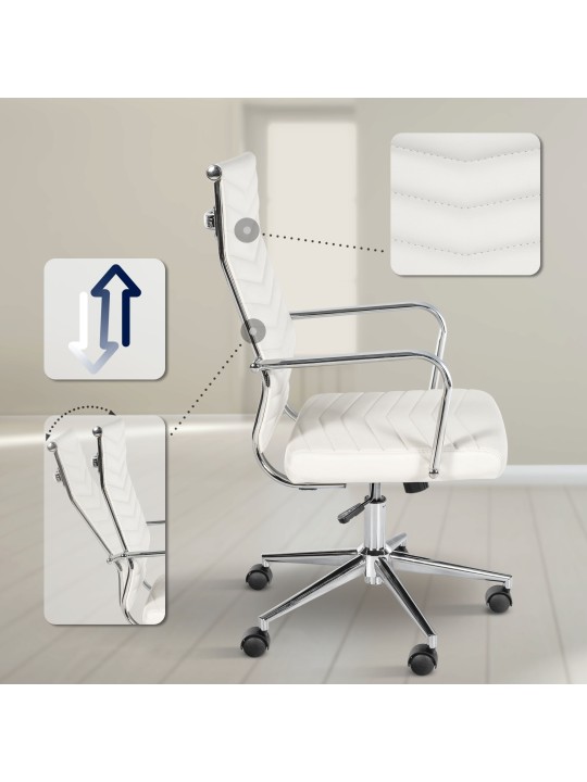 Scaun de birou Canby imitatie piele, alb