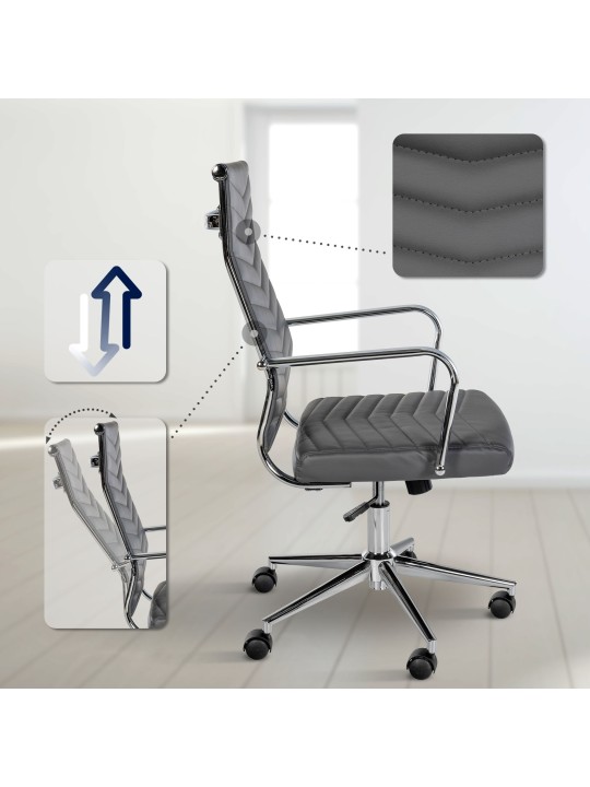 Scaun de birou Canby imitatie piele, gri