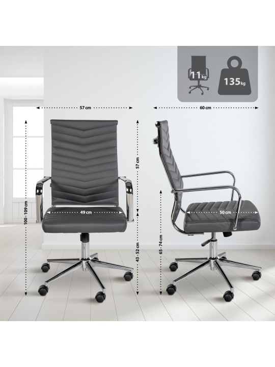 Scaun de birou Canby imitatie piele, gri