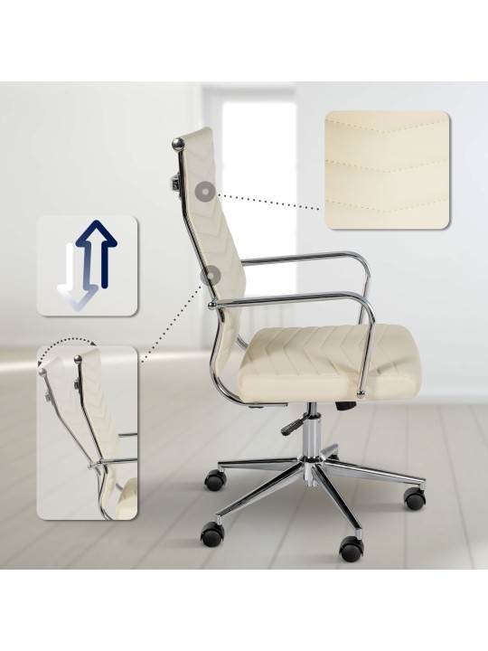 Scaun de birou Canby imitatie piele, crem