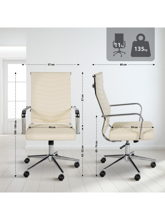 Scaun de birou Canby imitatie piele, crem