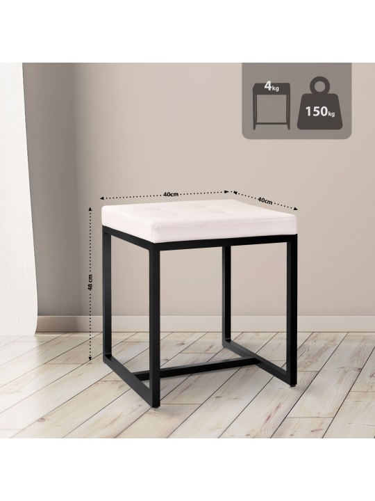 Taburet Barci B imitatie piele, crem