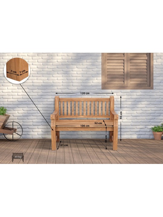 Bancă din tec Jackson V2 120 cm, tec