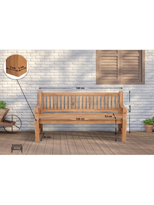 Bancă din tec Jackson V2 180 cm, tec