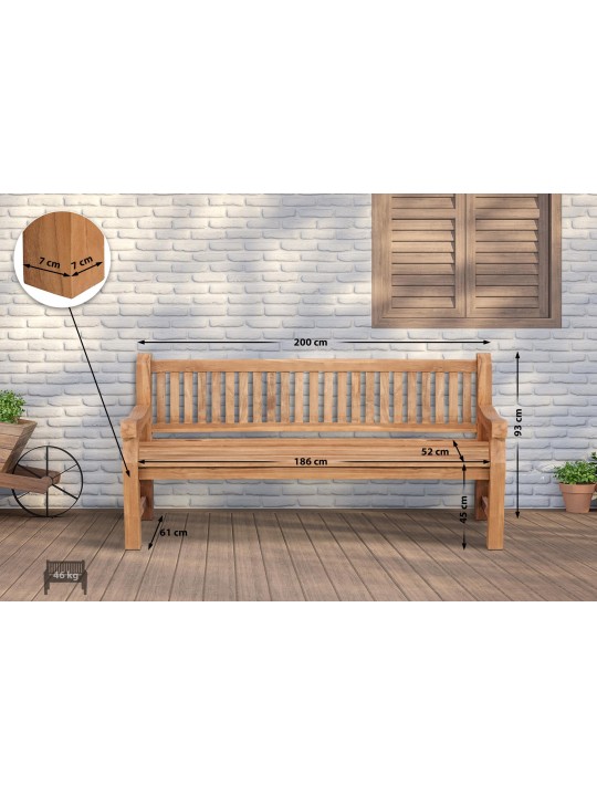 Bancă din tec Jackson V2 200 cm, tec Bancă din tec Jackson V2 200 cm, tec