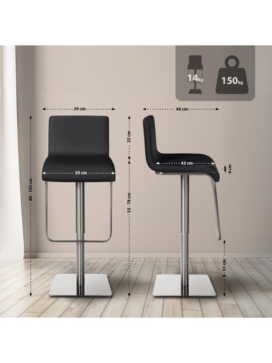 Scaun de bar Limon E, negru