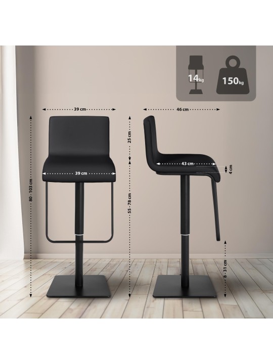 Scaun de bar Limon B, negru