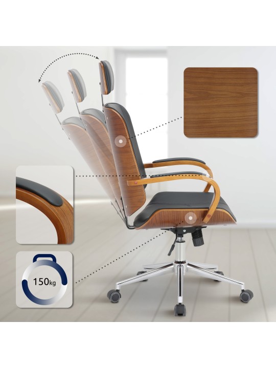 Scaun de birou Dayton, nuc/negru Scaun de birou Dayton, nuc/negru