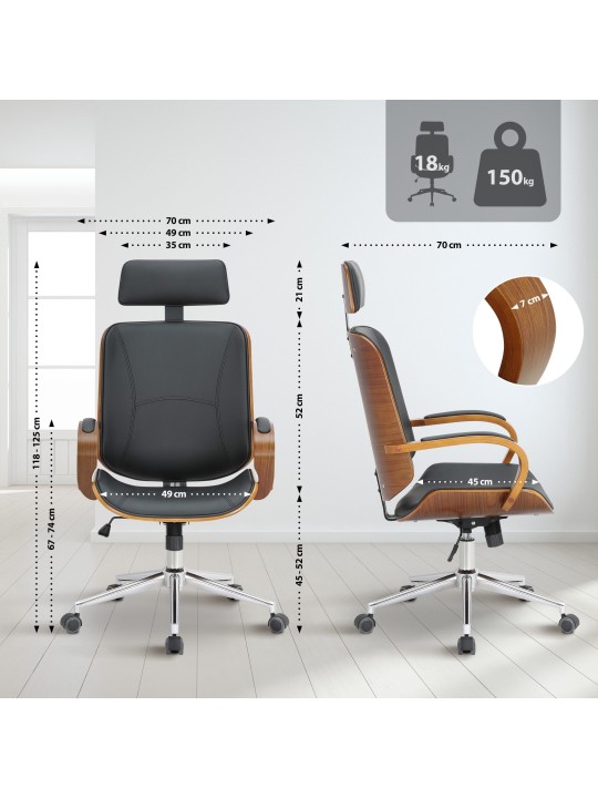 Scaun de birou Dayton, nuc/negru Scaun de birou Dayton, nuc/negru