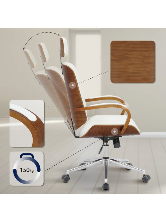 Scaun de birou Dayton, nuc/alb