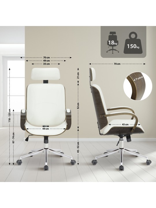 Scaun de birou Dayton gri, alb/gri