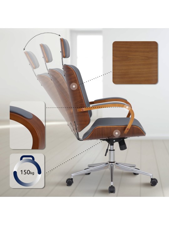 Scaun de birou Dayton, nuc/gri