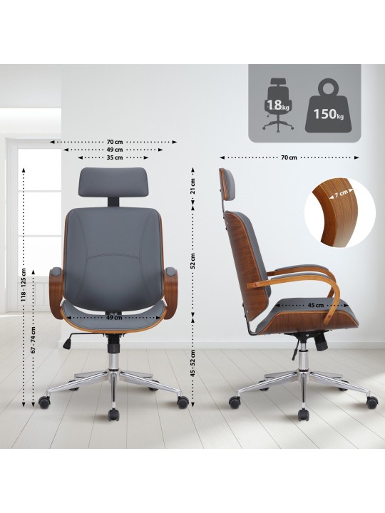 Scaun de birou Dayton, nuc/gri