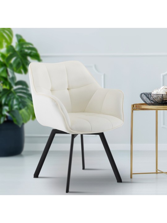 Scaun de sufragerie Jordi catifea, crem