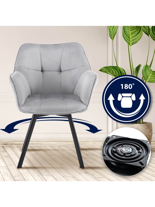 Scaun de sufragerie Jordi catifea, gri închis