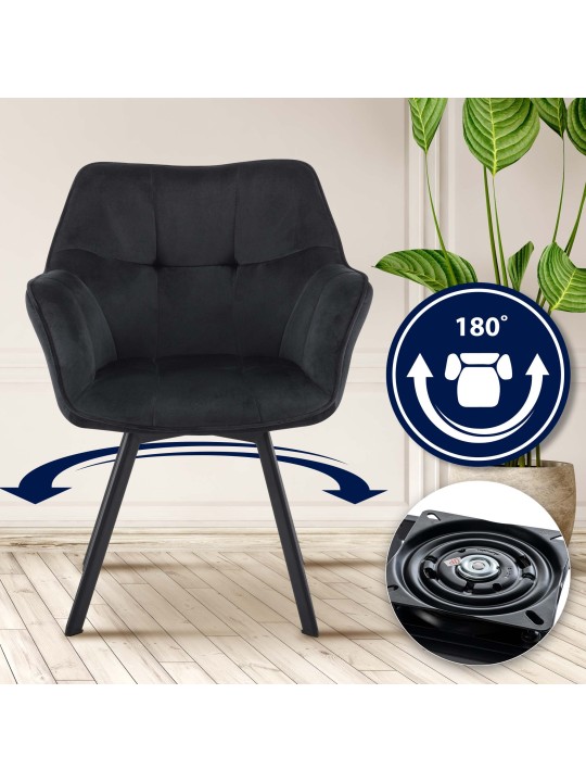 Scaun de sufragerie Jordi catifea, negru