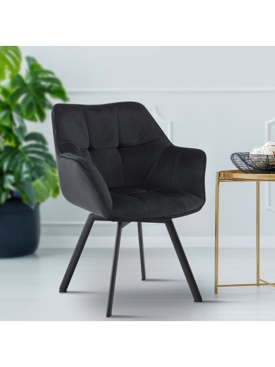 Scaun de sufragerie Jordi catifea, negru