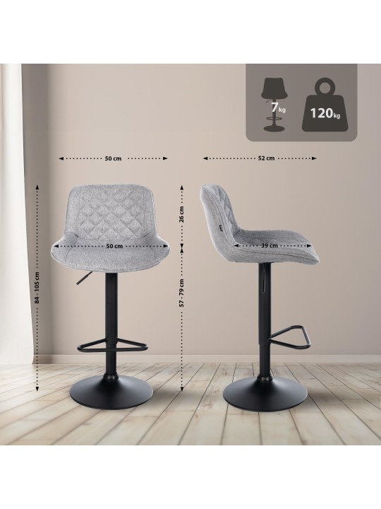 Scaun de bar Tesatura Kasson, gri