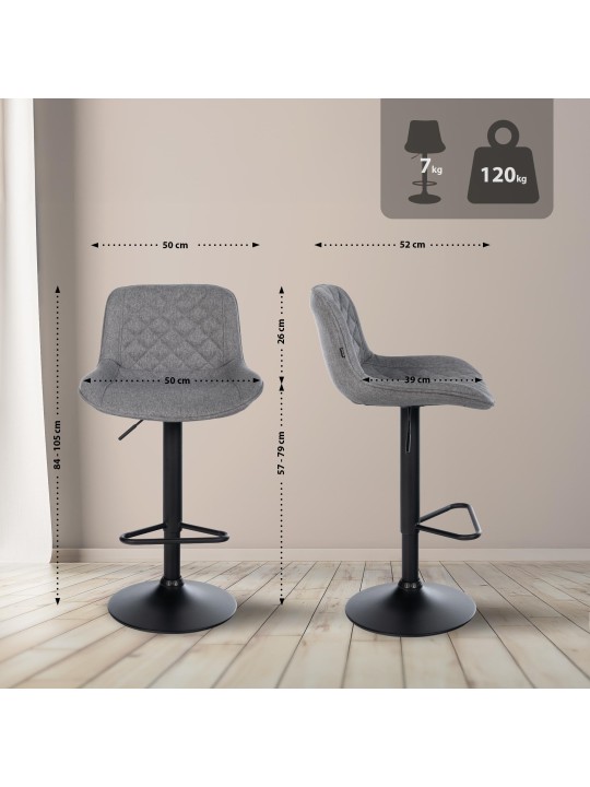 Scaun de bar Tesatura Kasson, gri închis
