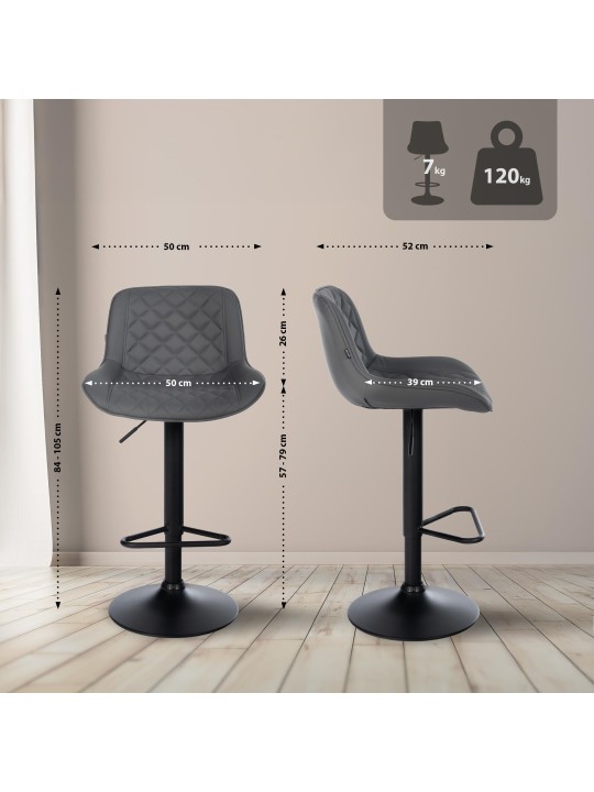 Scaun de bar Kasson imitatie piele, gri