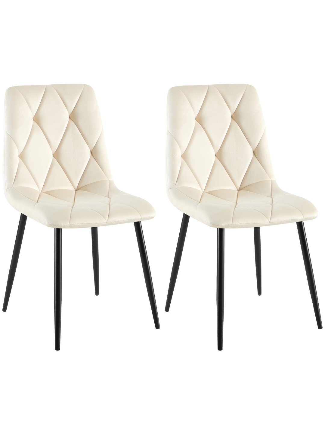 Set 2 scaune de sufragerie Clairton catifea, crem