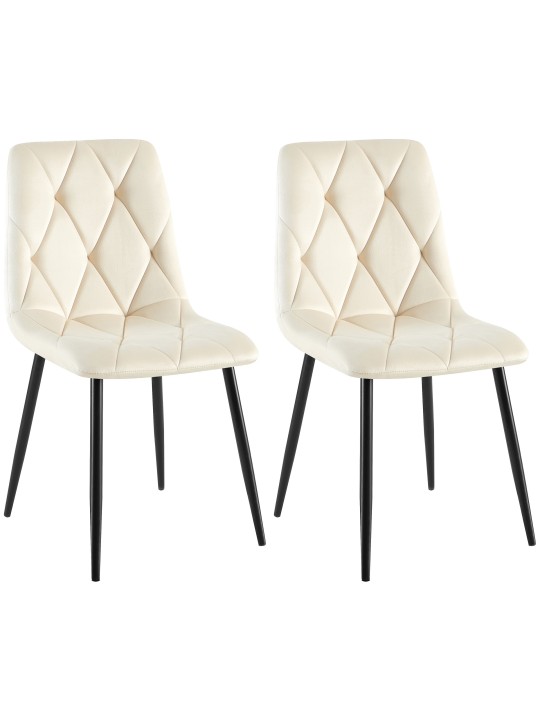 Set 2 scaune de sufragerie Clairton catifea, crem