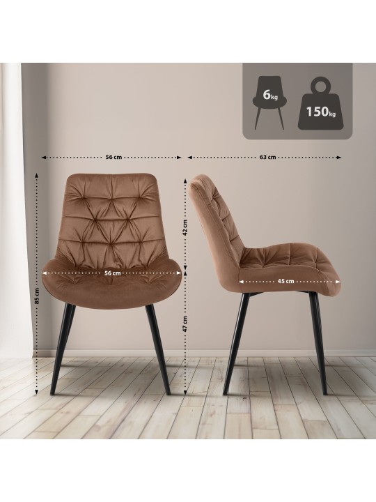 Set de 2 scaune de sufragerie Rossford, maro