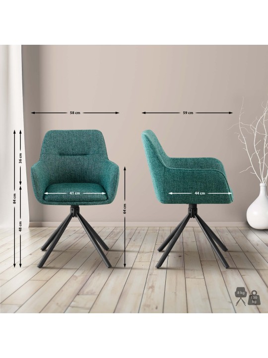 Set 2 scaune tipton stofa, verde închis Set 2 scaune tipton stofa, verde închis