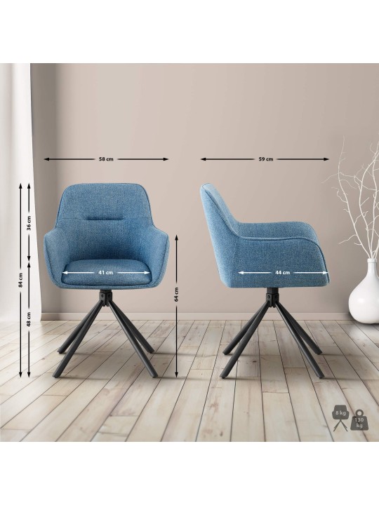 Set 2 scaune tipton stofa, albastru Set 2 scaune tipton stofa, albastru