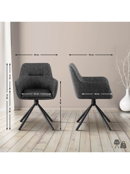 Set 2 scaune tipton stofa, gri închis Set 2 scaune tipton stofa, gri închis