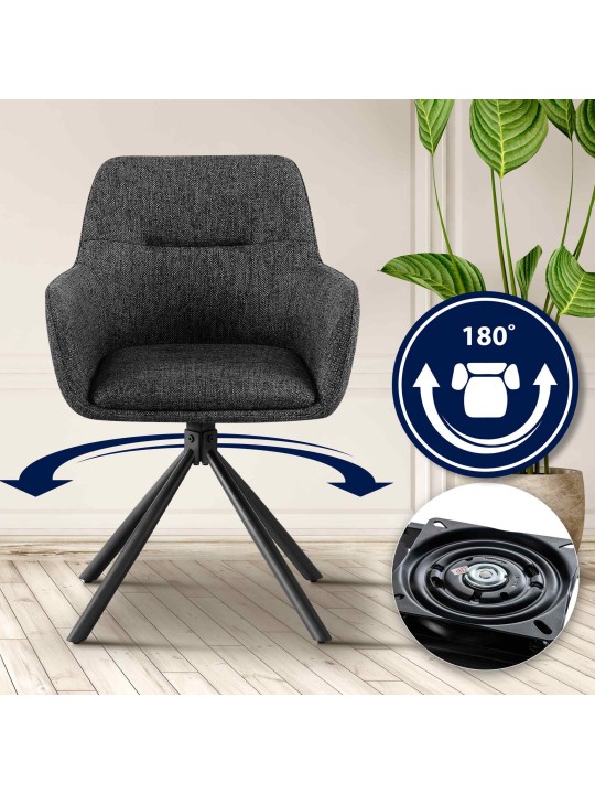 Set 2 scaune tipton stofa, gri închis Set 2 scaune tipton stofa, gri închis