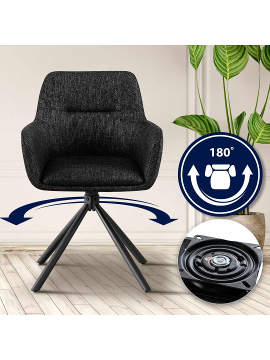 Set 2 scaune tipton stofa, negru