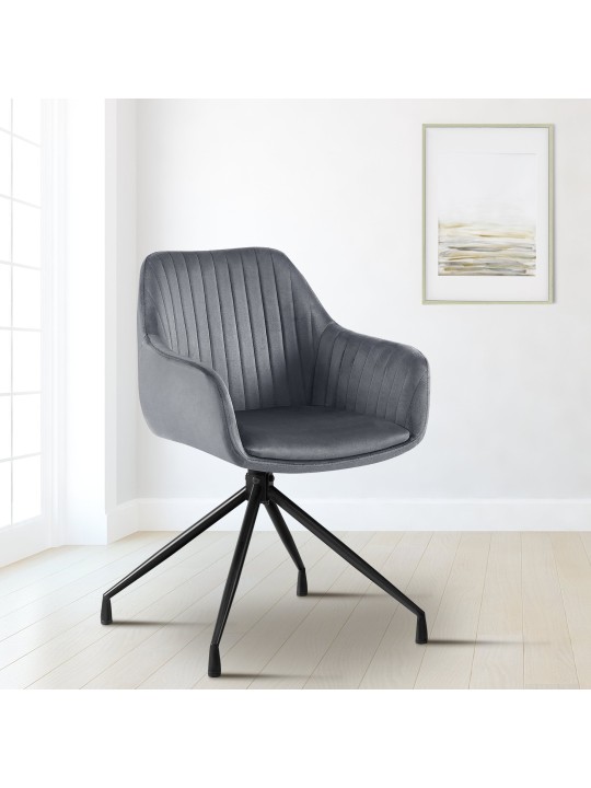 Set 2 scaune de sufragerie catifea Welby, gri închis