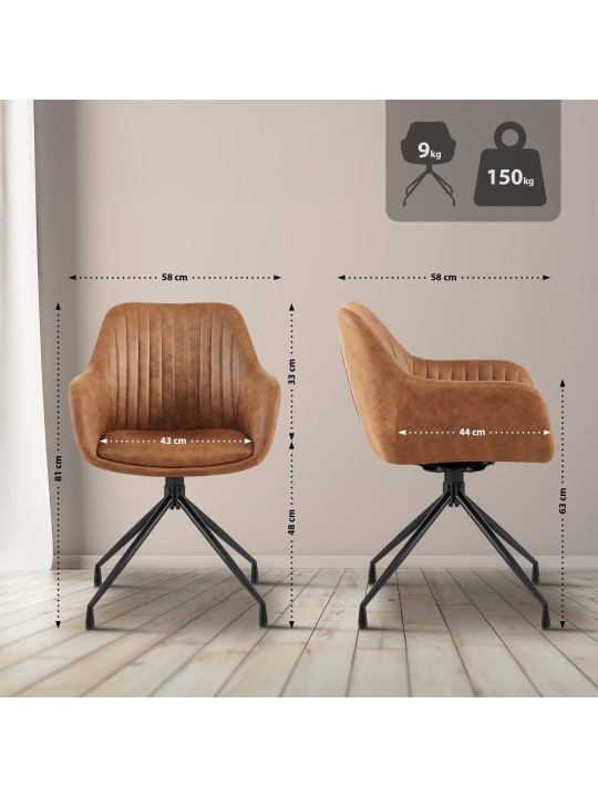 Set 2 scaune de sufragerie Welby Vintage, maro deschis Set 2 scaune de sufragerie Welby Vintage, maro deschis