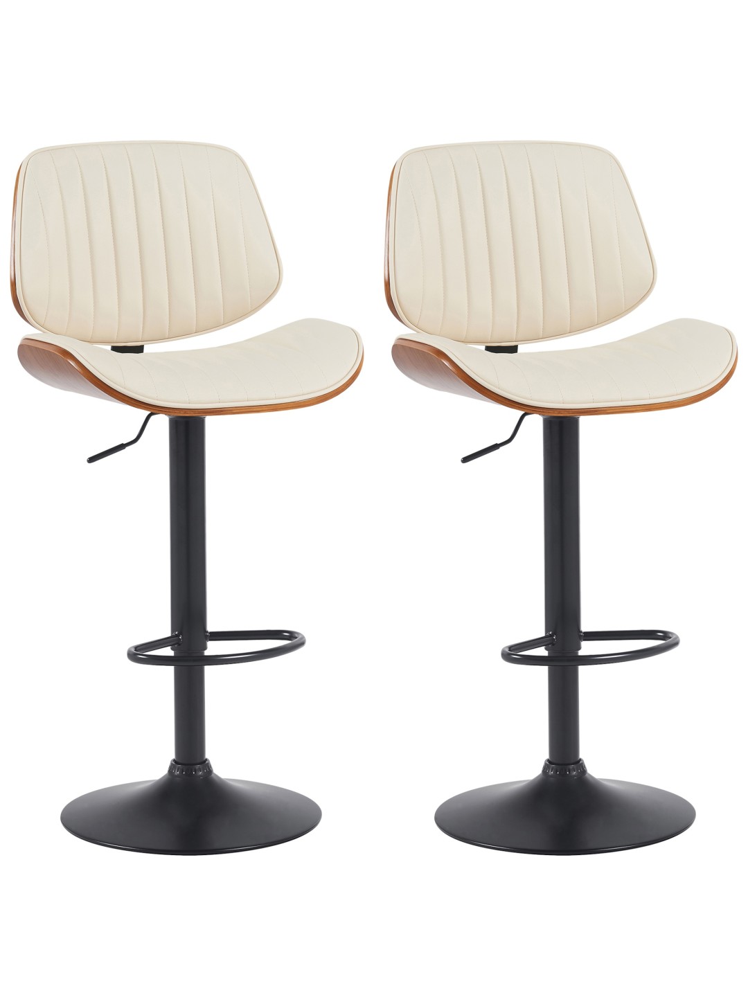 Set 2 scaune de bar Clawson imitatie piele, nuc/crem