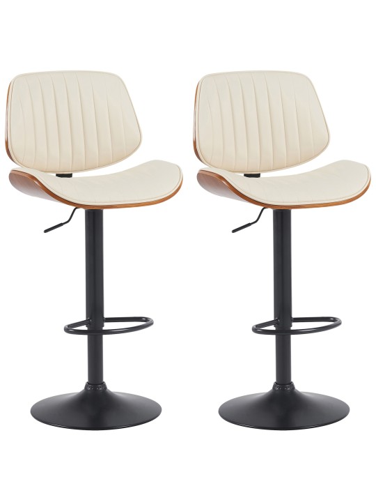 Set 2 scaune de bar Clawson imitatie piele, nuc/crem