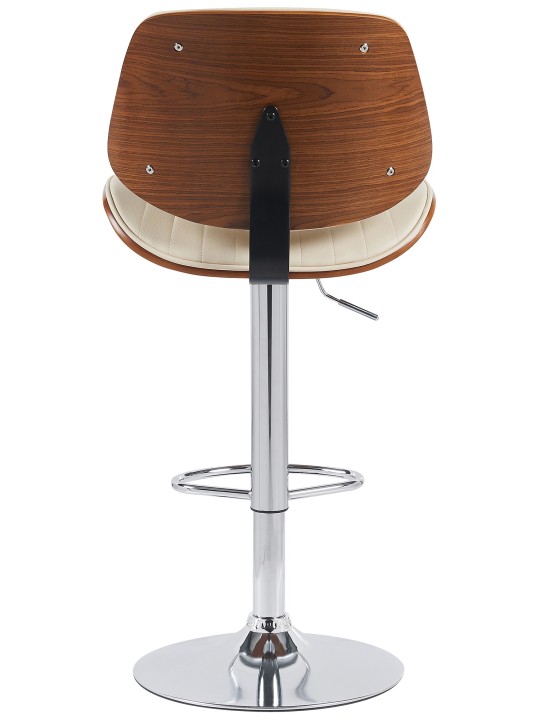 Set 2 taburete de bar Clawson imitatie piele crom, nuc/crem